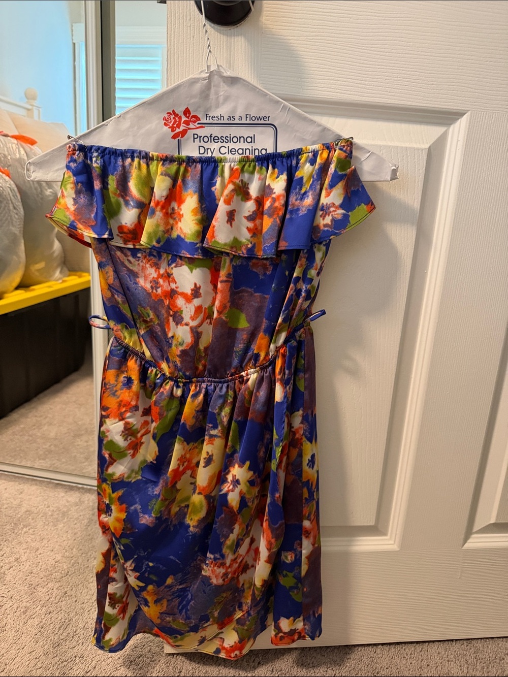 Lush Strapless Blue Floral Ruffle Dress